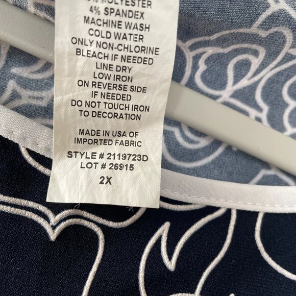 MSK Womens Navy Blue Bell Sleeve Floral Y2K Coquette Blouse Top Plus Size 2X - Picture 4 of 7